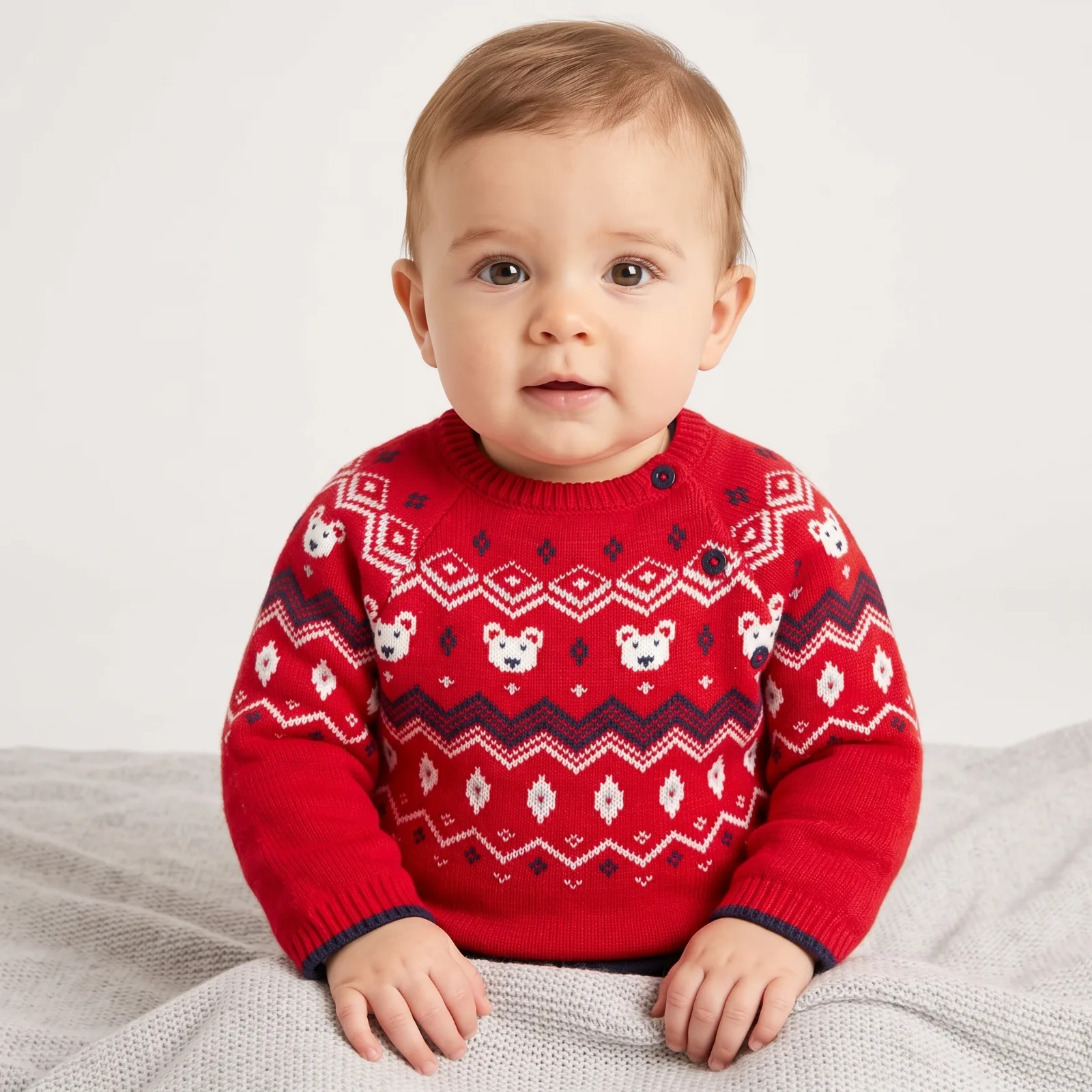 Okaïdi & Obaïbi red knitted teddy bear top